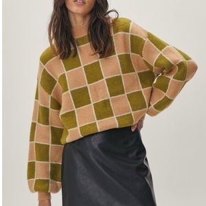 Nasty Gal Color Block Square Patch Sweater